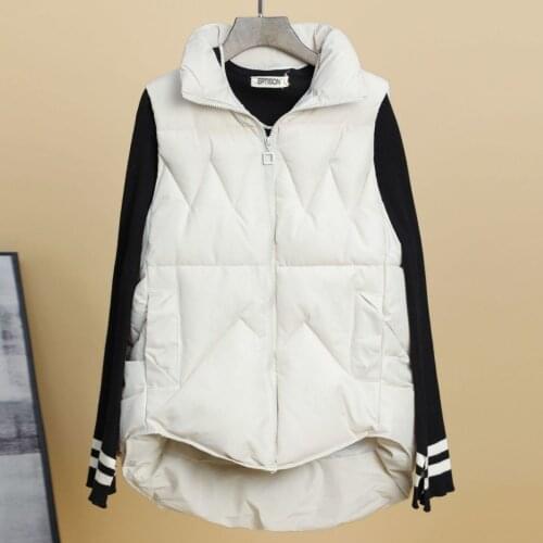 Black Warm Short Vest for Women Cotton Padded Plus Size Womens Winter Sleeveless Jacket with Zipper Stand Collar Casual Coats