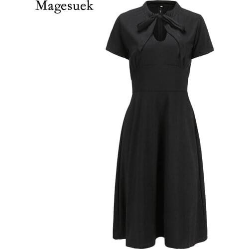 2021 Simple Summer Women Maxi Dress Green Bow V Neck Short Sleeve Dress for Women Casual Office Lady Dress Vestido Robe 14593