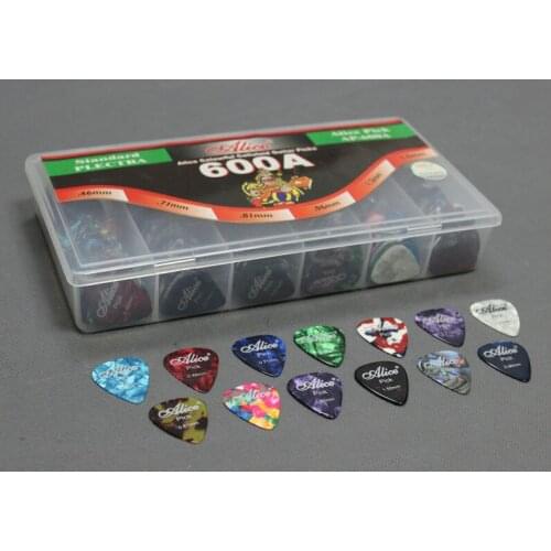 600A Box-packed Colorful Celluloid Acoustic Electric Guitar Bass Picks Standard Plectra 0.46/0.71/0.81/0.96/1.20/1.50 mm