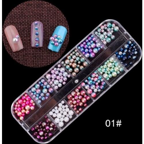 1Box Colorful Nail Jewelry Studs Rhinestones Crystal Mixed Size Strass Stones DIY Manicure 3D Nail Art Decorations #264628