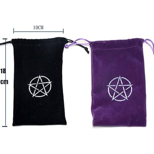 10*18cm Embroidery Star Velvet Tarot Card Storage Bag Mini Tablets Bundle Pockets For Board Game Dice Bags Black Purple