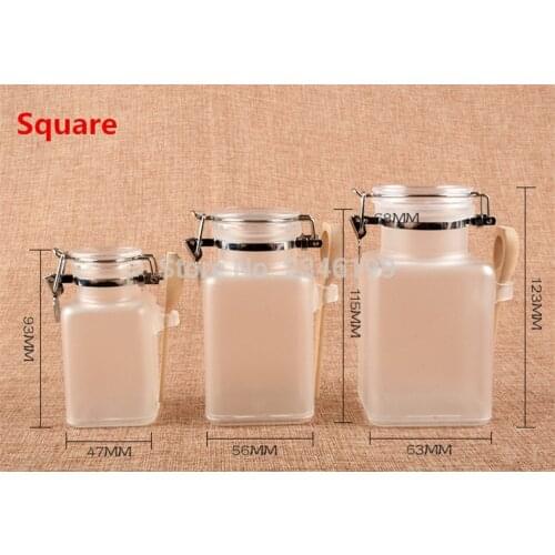 100g 200g 300g 15pcs Plastic Frosted Bottle Empty Cream Jar Sealed Cans Bath salt Mask Powder Cosmetic Packaging With Mask spoon