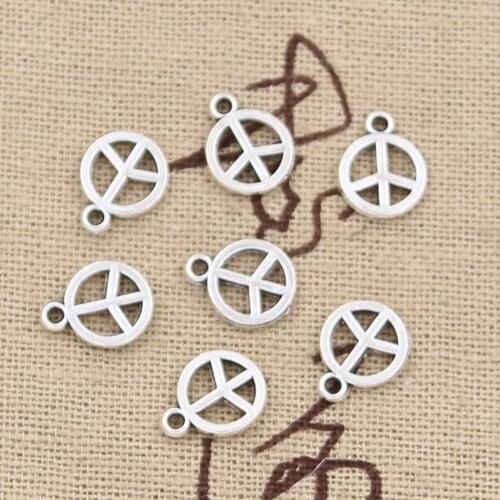 100pcs Charms Peace Symbol 10x8mm Antique Silver Color Pendants DIY Necklace Crafts Making Findings Handmade Tibetan Jewelry