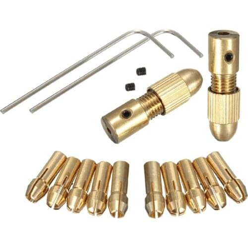 14 Small Electric Drill Chuck 0.5-m Electric Mill Copper Chuck Micro-Torque Drill Chuck Set (Hexagonal Wrench)
