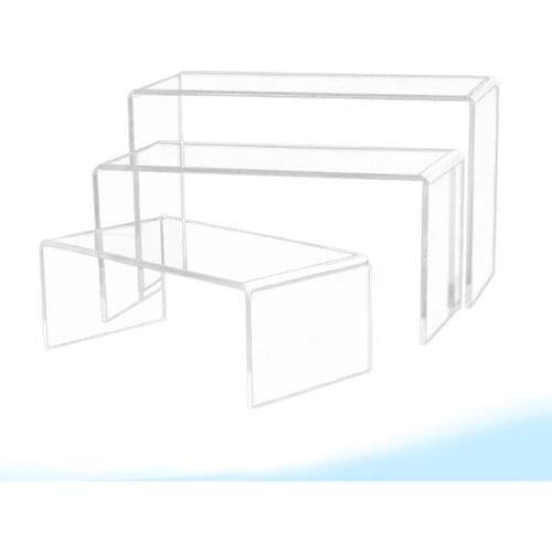 3 Pcs U Shaped Acrylic Storage Rack Clear Shelf Display Stand Desktop Organizer Holder for Model Bag Shoes - Size