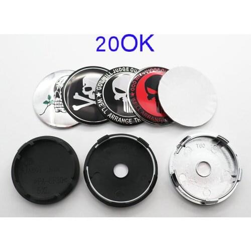 4pcs 56mm 60mm Skull logo car emblem Wheel Center Hub Cap auto Rim refit dust-proof badge covers sticker styling accessories