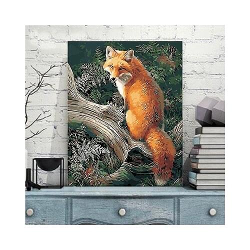 Digital frameless fox animals DIY modern frescoes, canvas acrylic paint volume rendering home decoration 40*50cm 3