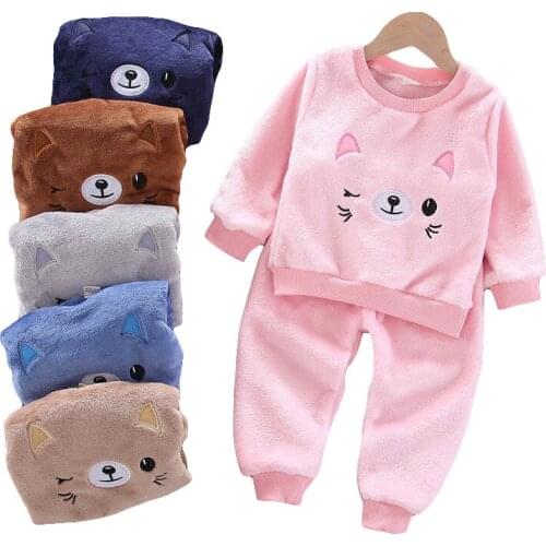 Baby Girls Pajamas Set Thick Warm Boys Homewear Clothing Toddler Child Baby Casual Suit Children Kid Suits 2- 6Y Clothing Sets