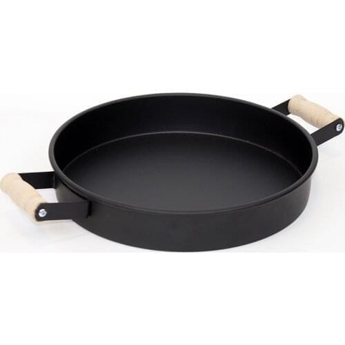 Eminox Wood Handle Black Round Tray 26 Cm