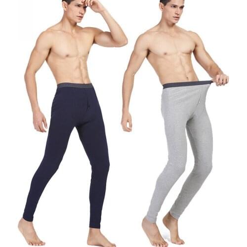Hot Sale Men Thermal Pants Cotton Leggings Thin Solid Color Long Johns Men Solid Warm Underwear Pants