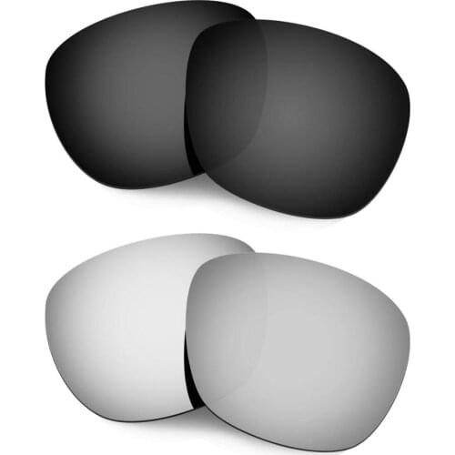 HKUCO For Enduro Sunglasses Polarized Replacement Lenses 2 Pairs Black & Silver