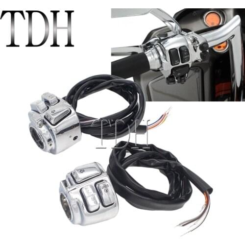 Chrome Aluminum 1" Handlebar Switches w/45" Wiring Harness Complete Switch Control Kit For Harley Sportster Dyna Touring Glide