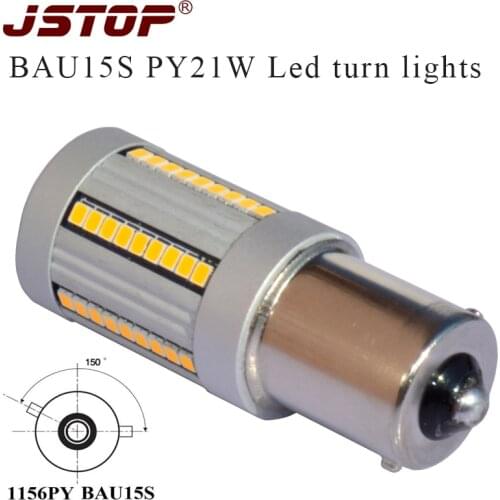 JSTOP high quality led Turn Signal Lights No Hyper Flash No Resistor Required Yellow BAU15S PY21W canubs lamp LED car Turn Bulbs