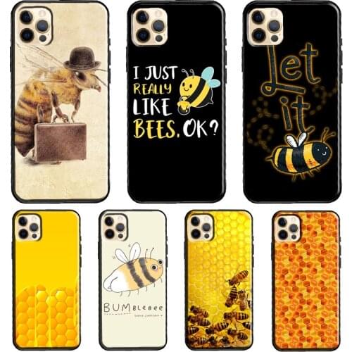 Honeycomb Honey Bee Soft Cover For iPhone 11 12 Pro Max XS XR X 12 mini SE 2020 5S 6S 7 8 Plus Phone Case