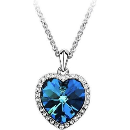 New fashion exquisite necklace jewelry wholesale new female fashion blue peach heart necklace jewelry
