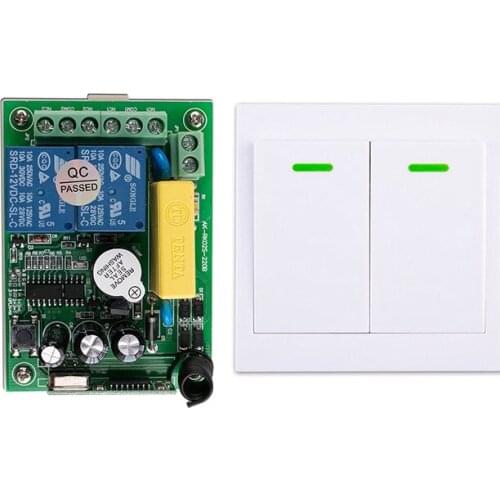 New AC220V 2CH Wireless Remote Control Switch System Receiver + Wall Panel Remote Transmitter Sticky Remote Smart Home Switch