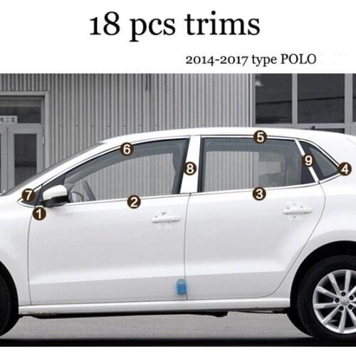 Stainless steel car window trims for volkswagen POLO MK5 2010 2011 2012 2013 2014 2015 2016 2017