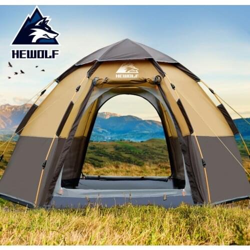 Hewolf Outdoor Hexagon 3 4-Person Multi-Person Automatic Water Resistant Tent Camping Outdoor Camping Family Leisure Tent