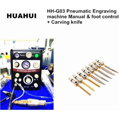 Free Shipping NEW Pneumatic Engraving machine+Carving knife, GraverMach AT 220V/110V Two handpieces Manual foot control