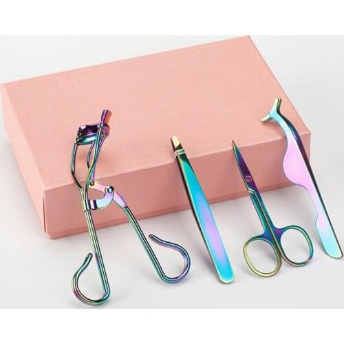 Professional Rose Gold Eyelash Curler Eyebrow Tweezers Scissors False Eyelash Applicator Eyelash Makeup Tools Accessories