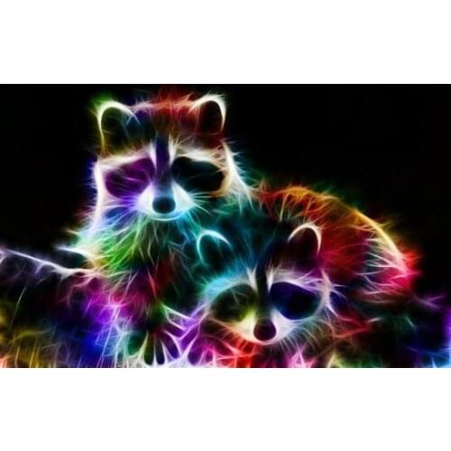 MaHuaf-W1441 neon raccoons animal painting Coloring by Numbers DIY Hot Selling Craft Gift cuadros decoracion