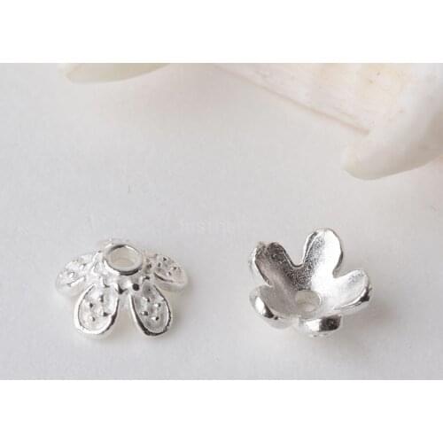 Solid 925 sterling silver flower bead cap, spacer bead caps, jewelry diy silver findings/components