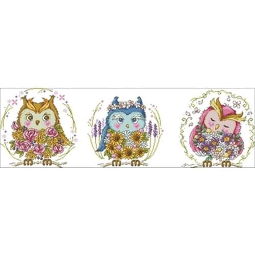 Owl holding flowers patterns Counted Cross Stitch 11CT 14CT 18CT DIY Chinese Cross Stitch Kit Embroidery Needlework Sets