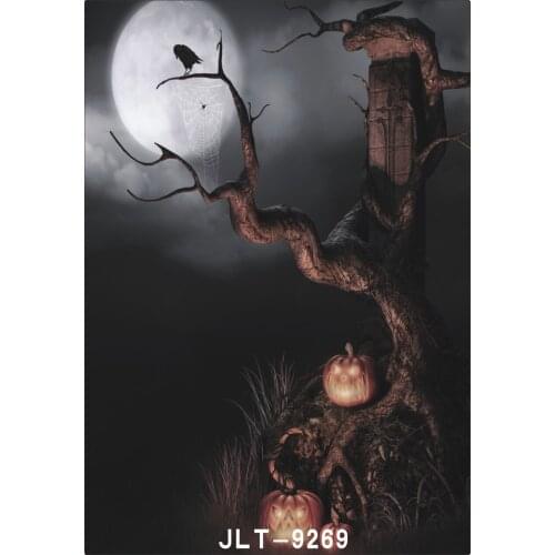 Old Tree Pumpkin Vinyl Photography Halloween Backgrounds Computer Printed Children Party Photography Backdrops for Photo studio