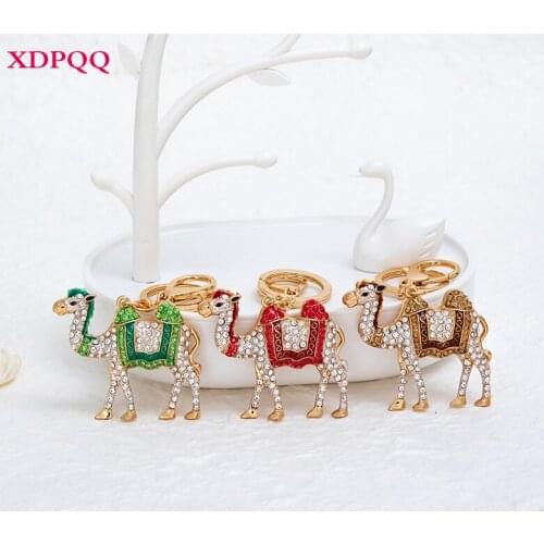 XDPQQ personality camel shape keychain bag pendant accessories commemorative gift alloy rhinestone crafts
