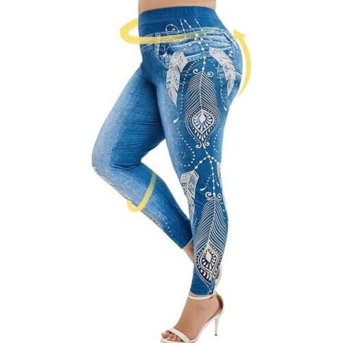 Plus Size S-5XL Women High Waist Pants Jeans 3D Printed Fitness Leggings Slimming Gym Sports Leggings Running Wear