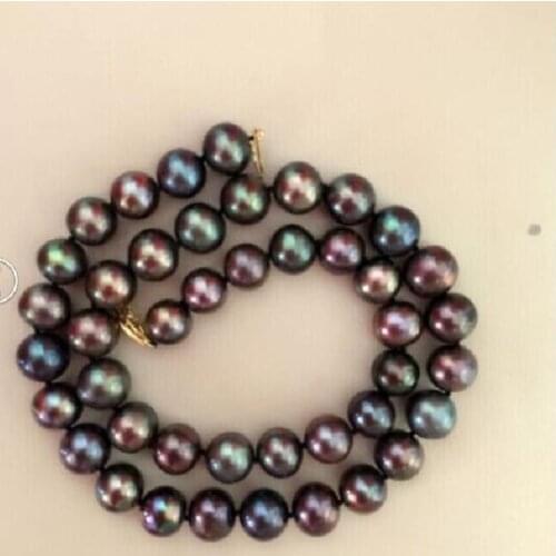STUNNING9-10mm multicolor black red green necklace 18inch