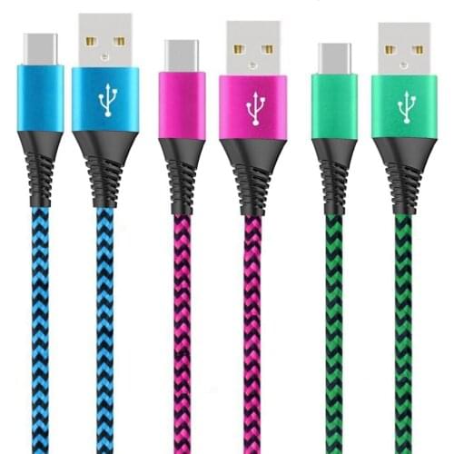 0.5M/1M/1.5M/2M/3M nylon braided fast charging cables with aluminum Type C Cable for Samsung Galaxy S10 S9,Huawei P30 /P20, etc
