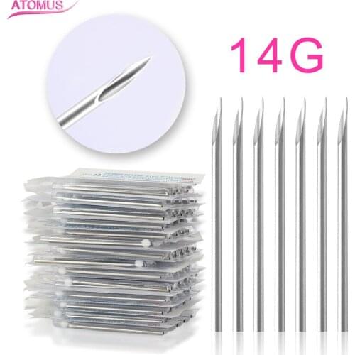 100PCS 14G Piercing Needles Disposable Sterile Body Piercing Needles Assorted Sizes Tattoo Supply For Ear Nose Navel Nipple