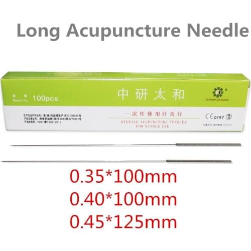 100pcs/Box Long Acupuncture Needles 0.35X100 0.40X100 4 and 5 cun