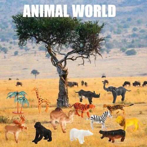 13Pcs Small Colorful Toy Animal Models Realistic Large Animal Dinosaur Model Figures Jungle Animal Toys for Children