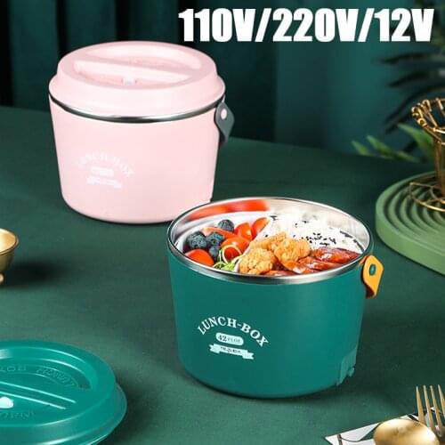 110V/220V Electric Lunch Box Water Free Portable Lunch Heating Box Car Rice Cooker Constant Temperature Heating Food Warmer 1.2L