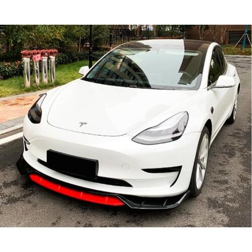 4CPS/SET ABS CARBON FRONT BUMPER SPOILER LIP SPLITTERS WIND KNFE COVER For Tesla MODEL 3 2017 2018 2019 2020 2021