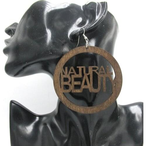 5pairs/lot Laser Cut Natural Beauty Word Wood Earrings can mixed 2 colors