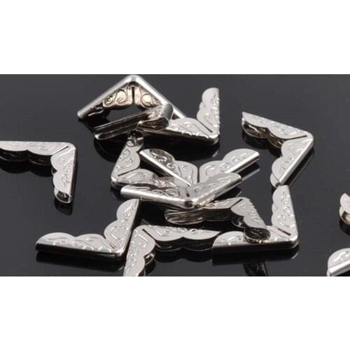 500 pcs Silver Tone Carving Book Scrapbooking Album Folders Corner Protectors 7/8"x7/8"x1/8"