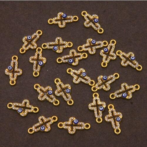 6pcs/lot Fashion evil eye connectors hamsa hand cross shape evil eye diy jewelry accessories findings for handmade bracelet