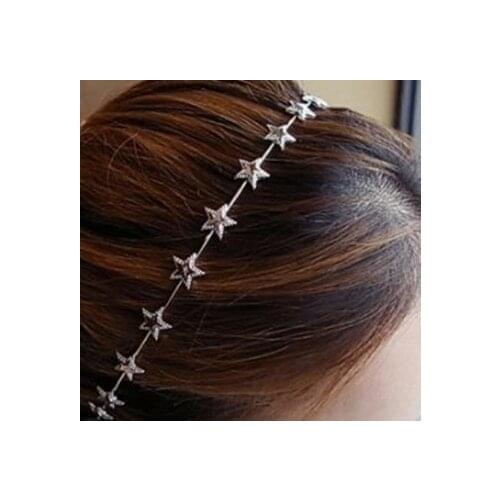60pcs/lot DIY Golden Sliver Alloy Five-Pointed Star HeadBands Simple Thin Edge Hair Bands Styling Tools Accessories HA654