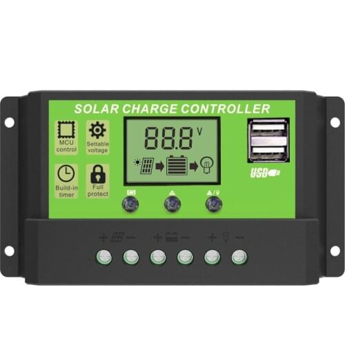 ALLPOWERS Manufactured 20A 12V 24V Auto Solar Charge Controller PWM Controllers LCD Dual USB 5V Output Solar Panel PV Regulator