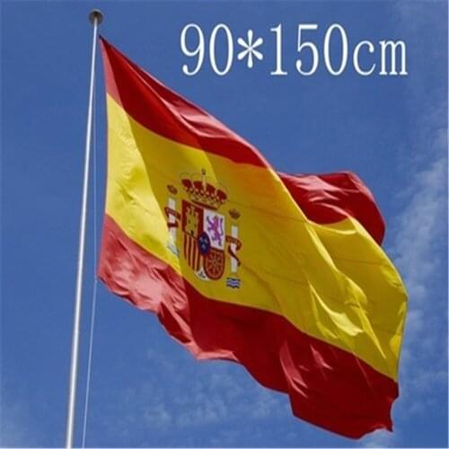 Free Shipping 90*150CM Spain 100% Polyester Double-sided Printing National Flag Bar&Ship Hanging Decoration Banner Flag Flying