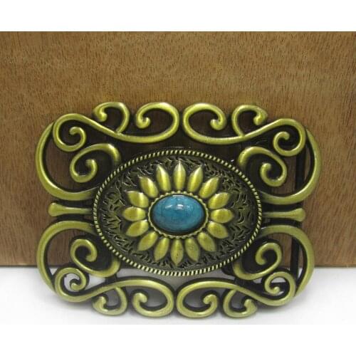 BuckleClub zinc alloy retro western turquoise stone belt buckle FP-03413 LUXURIOUS cowboy jeans gift belt buckle