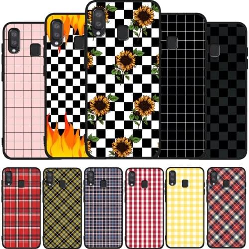 White Yellow Grid art Black Phone Case For Samsung Galaxy A71 A51 A41 A31 A20E A10 A20 A40 A50 A70 M30S M20 A7 A8 A9 2018