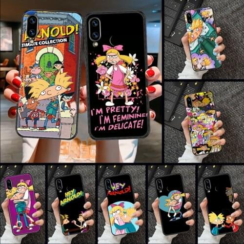 Hey Cartoon Arnolds Phone case For Huawei Honor 6 7 8 9 10 10i 20 A C X Lite Pro Play black art cover pretty bumper fashion