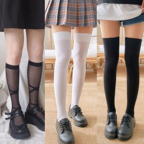 Thigh High Stretchy Stockings for Women Solid Color Knee High Socks Sexy Autumn Winter Cotton Over The Knee Female Socks