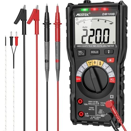 MESTEK DM100B LCD Screen Digital Intelligent Multimeter with Backlight Flashilight Ture RMS NCV LIVE Direct Current AC Voltage