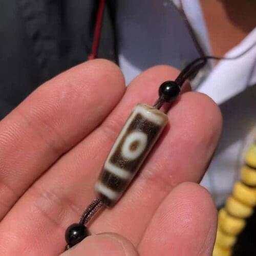 Precious Collectibles Natural Agate Dzi Beads Four Eyes Necklace Pendant Loose Jewelry Tibetan Family Passed Down Generations