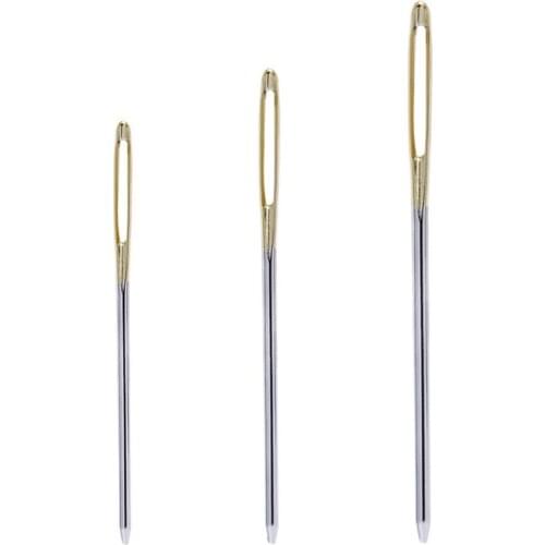 100PCS Knitters Wool Large Eye Blunt Needles Leather Sewing Needle Gold Needle Embroidery Tapestry Hand Sewing Tools 53/60/70mm